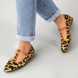 Lulu | Leopard Print T-Strap Flats