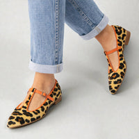 Lulu | Leopard Print T-Strap Flats