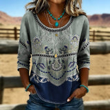 Retro Floral Patterned Blouse