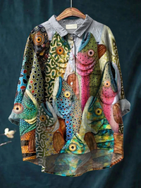 Anneliese | Vintage Naljakas Kala Artistic Print Comfortable Shirt