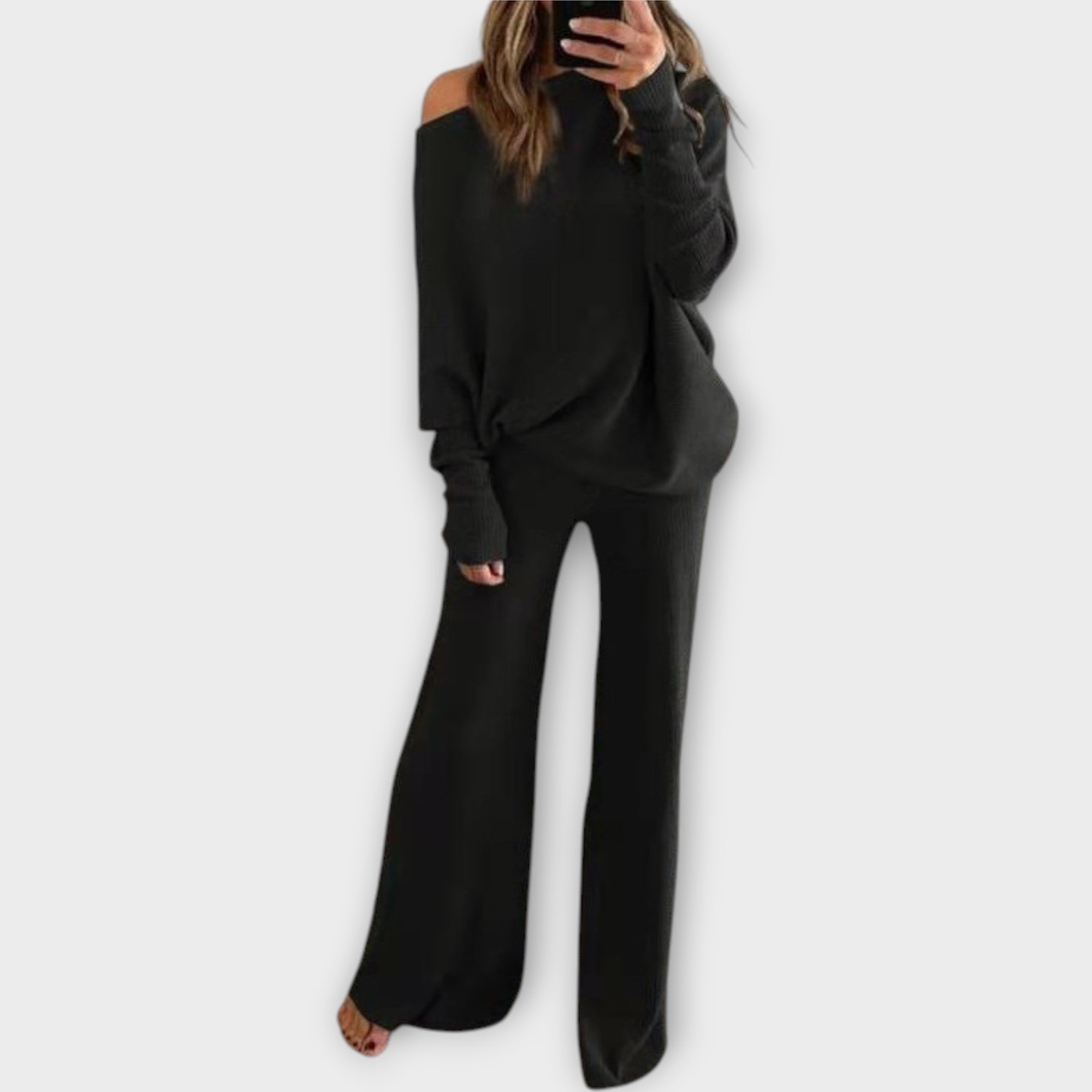Estelle | Pletený komplet s voľnými nohavicami a oversized svetrom