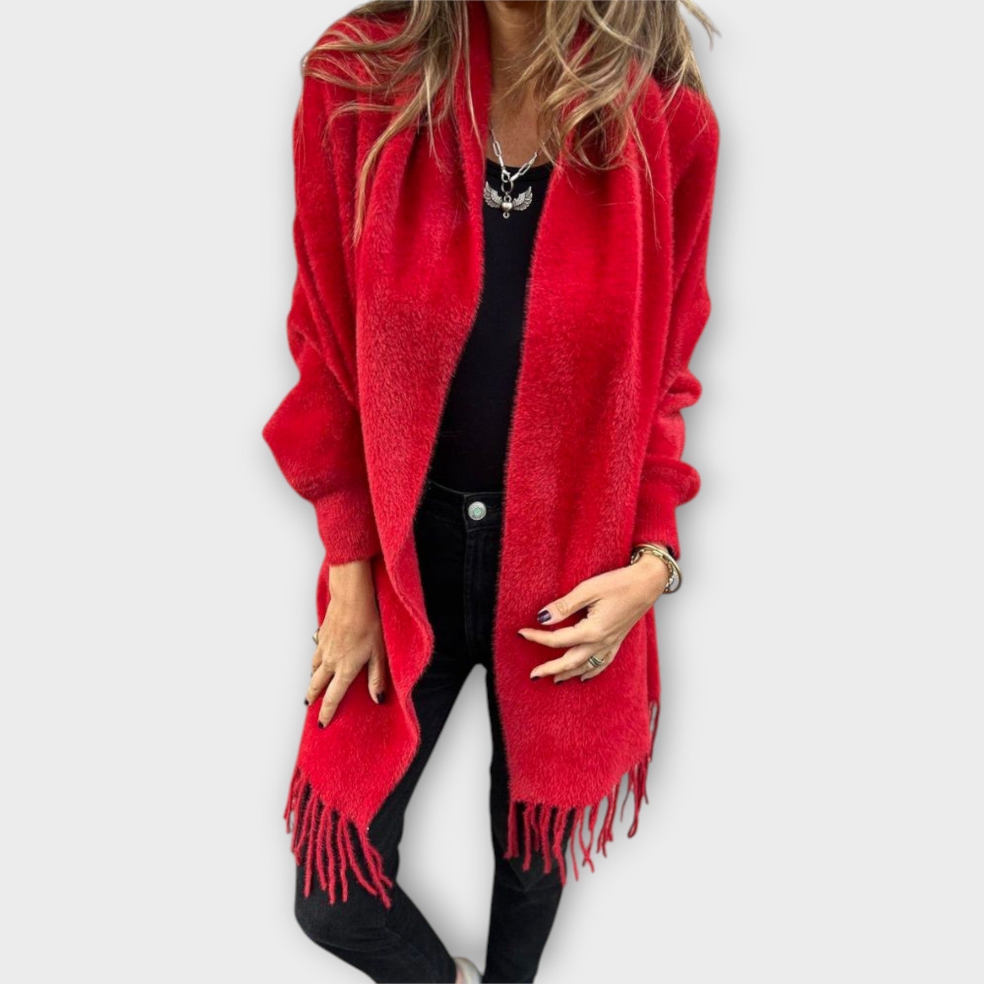 Maris | Wrap with Knitted Fringes