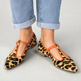 Lulu | Leopard Print T-Strap Flats