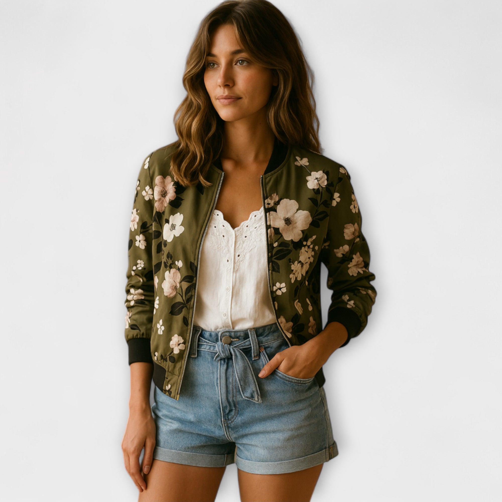 Andreia | Elegantná bomber bunda s kvetinovým motívom