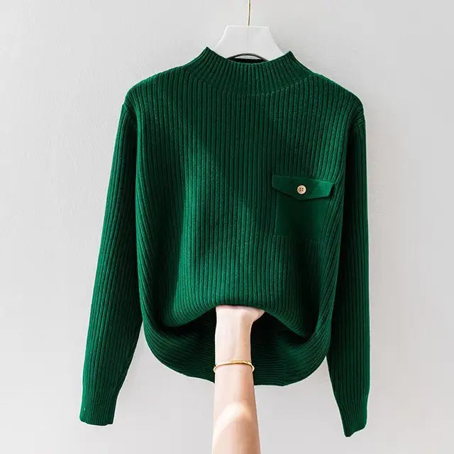 Virge | Elegantný pletený sveter s vysokým golierom