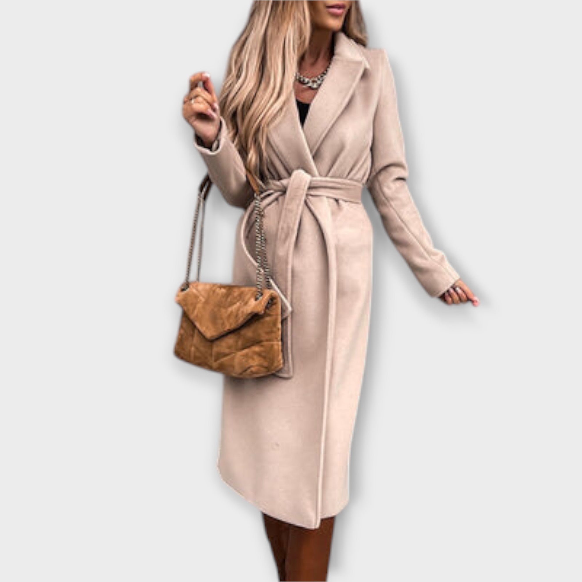 Eliza | Elegantný dlhý kabát s pásom