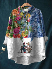Aveline | Classic Dream Garden Navy Everyday Blouse
