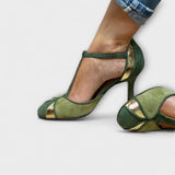 Elina | Alona-Patchwork T-Shape Neckline with Strap and Closed Toe