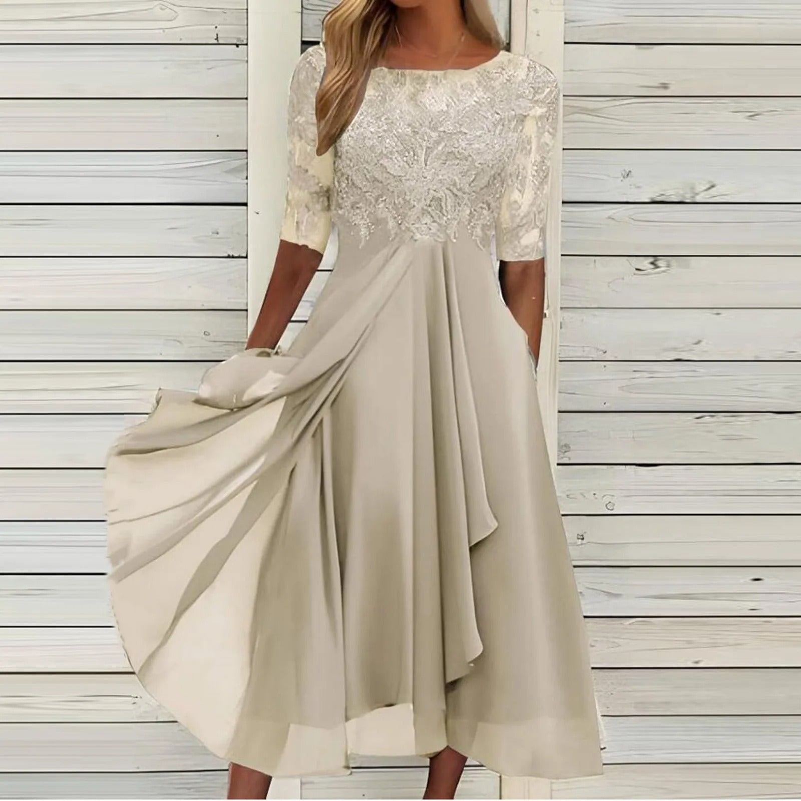 Puck | Elegantné Midi Šaty s Čipkou