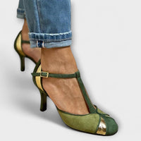Elina | Alona-Patchwork T-Shape Neckline with Strap and Closed Toe