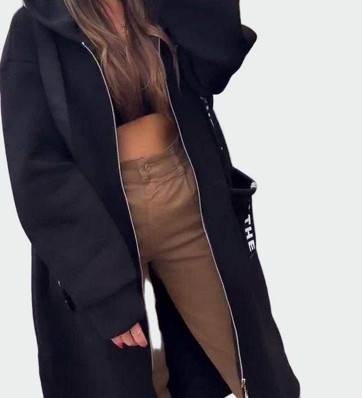Anneli | Dlhý kabát s kapucňou a štýlovým dizajnom