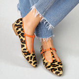 Lulu | Leopard Print T-Strap Flats