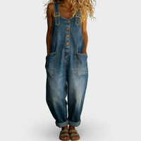 Rocio - Lahe Denim Overall s Nastaviteľným Klipom