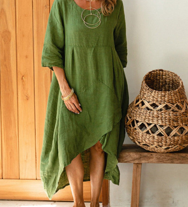 Marta | Asymmetrical Cotton and Linen Dress