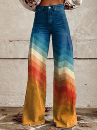 Léa - Elegantné Retro Nohavice s Zigzag Vzorom