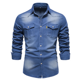 Rasmus | Riflová košeľa slim fit